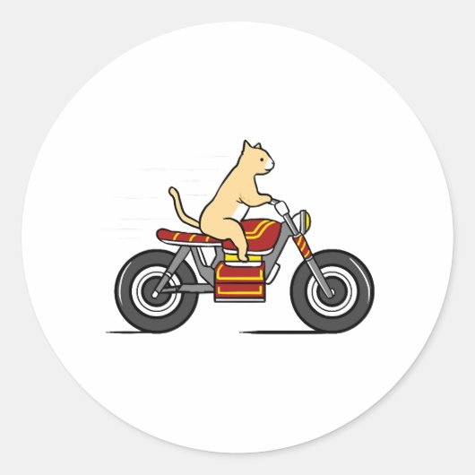 Sticker Rond Chat à moto (Devant)