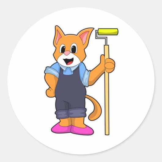 Sticker Rond Chat à Papier peint avec rouleau de pression (Devant)