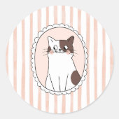 Sticker Rond Chat à rayures orange (Devant)
