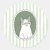 Sticker Rond Chat à rayures vertes (Devant)