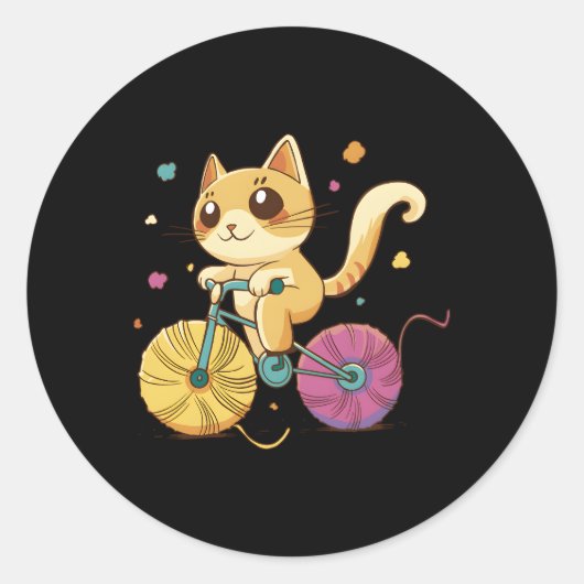 Sticker Rond Chat À Vélo (Devant)