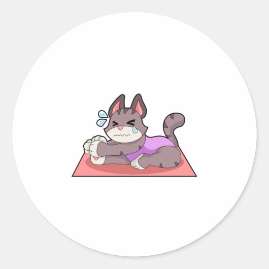 Sticker Rond Chat à Yoga Fitness (Devant)