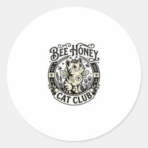 Sticker Rond Chat abeille miel Graphique de chat drôle - Club d