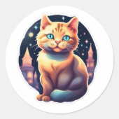 Sticker Rond Chat adorable (Devant)