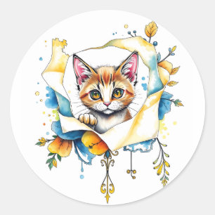 Sticker Rond Chat adorable : Une conception Purr-fect de 🐾 mig