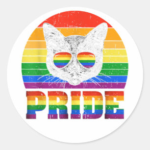 Sticker Rond Chat amusant LGBT Gay pride Vêtements Femmes Homme