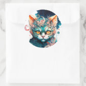 Sticker Rond Chat aquarelle en style steampunk (Sac)