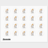 Sticker Rond Chat aux échecs avec pièce d'échecs Pawn (Feuille)