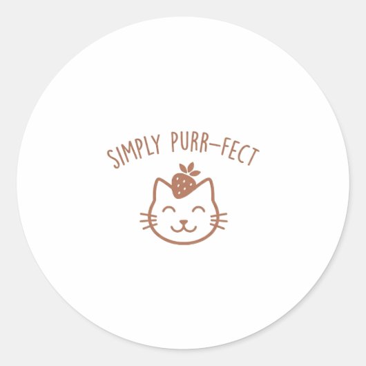 Sticker Rond Chat aux fraises tout simplement parfait Autocolla (Devant)