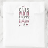 Sticker Rond Chat avec bonheur (Sac)