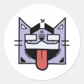 Sticker Rond Chat avec langue (Devant)