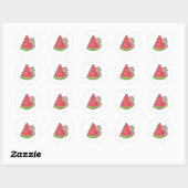 Sticker Rond Chat avec pastèque (Feuille)