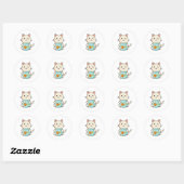 Sticker Rond Chat avec poisson en verre (Feuille)