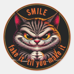 Sticker Rond Chat avec une attitude