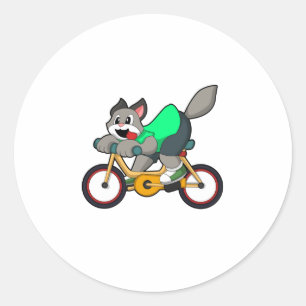 Sticker Rond Chat avec vélo