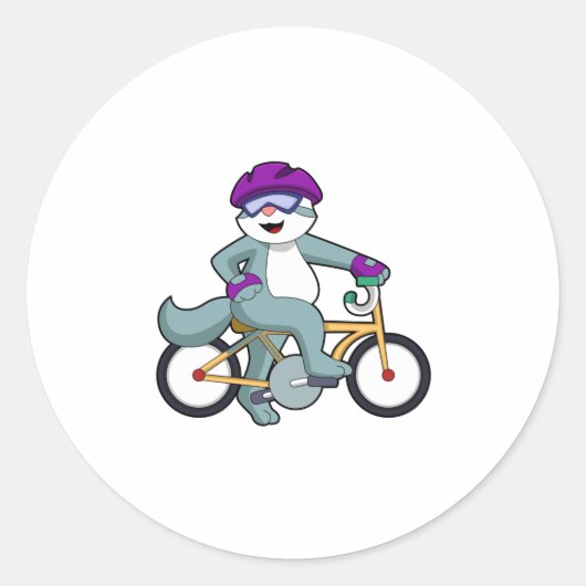 Sticker Rond Chat avec vélo (Devant)