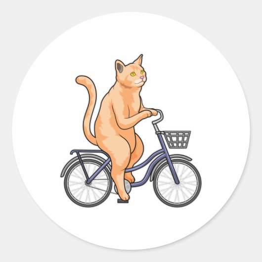 Sticker Rond Chat avec vélo (Devant)