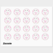 Sticker Rond Chat Baby shower Kitty Rose (Feuille)