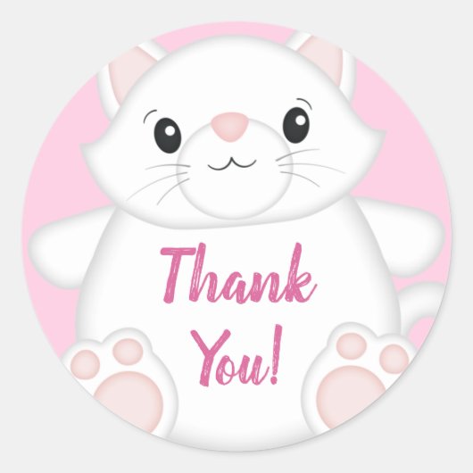 Sticker Rond Chat Baby shower Kitty Rose (Devant)