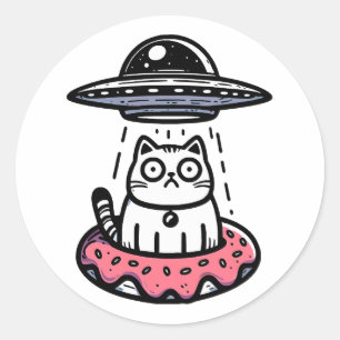 Sticker Rond Chat beignet OVNI