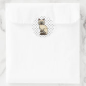 Sticker Rond Chat Birman / Ragdoll Point Chocolat & Pattes Mign (Sac)
