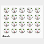 Sticker Rond Chat blanc à l'oeil vert (Feuille)