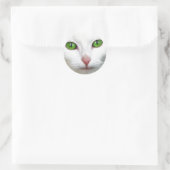 Sticker Rond Chat blanc à l'oeil vert (Sac)