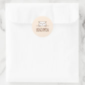 Sticker Rond Chat blanc en colère Beige Nom personnalisé (Sac)