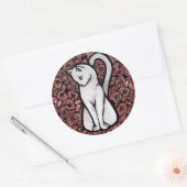Sticker Rond Chat blanc mignon (Enveloppe)