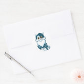 Sticker Rond Chat bleu mignon (Enveloppe)
