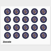 Sticker Rond Chat bleu violet noir Chat Tombstone Chats Hallowe (Feuille)