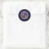 Sticker Rond Chat bleu violet noir Chat Tombstone Chats Hallowe (Sac)