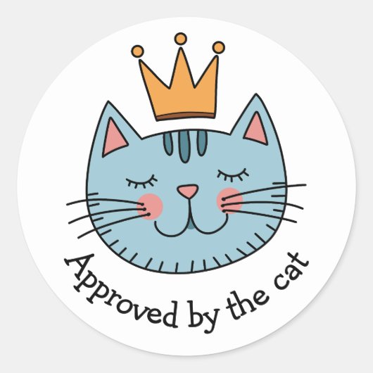 Sticker Rond Chat Bleu Whimsical Avec Une Couronne Jaune Person (Devant)