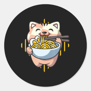 Sticker Rond chat boba mangez ramen anime kawaii neko chat boir