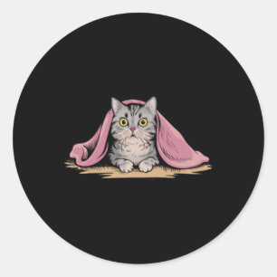 Sticker Rond Chat Britannique Shorthair Sous Sticule De Couvert