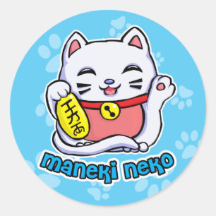 Sticker Rond Chat chanceux de Maneki Neko