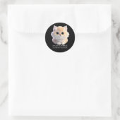 Sticker Rond Chat chaton blanc et orange moelleux (Sac)