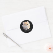 Sticker Rond Chat chaton blanc et orange moelleux (Enveloppe)