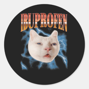Sticker Rond Chat Chaton Ibuprofène Mignon Rétro Graphique Anim