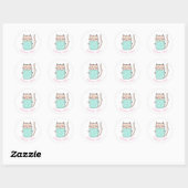 Sticker Rond Chat Chaton Merci (Feuille)
