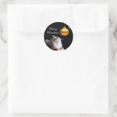 Sticker Rond Chat chaton testé Noël (Sac)