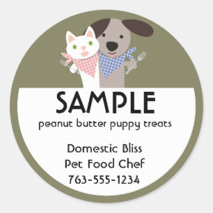 Sticker Rond chat chien fait maison aliments pour animaux de co