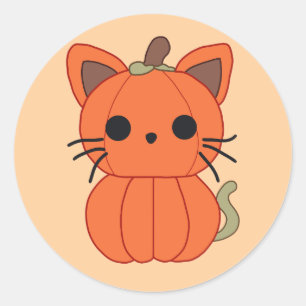 Sticker Rond Chat citrouille