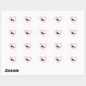 Sticker Rond Chat & Cœur faits de pattes de chat (Feuille)