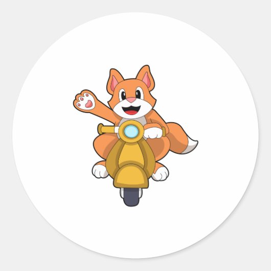 Sticker Rond Chat comme Biker avec Scooter.PNG (Devant)