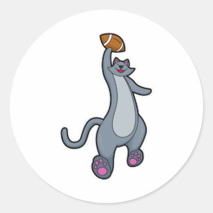 Sticker Rond Chat comme joueur de football avec football