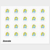 Sticker Rond Chat comme licorne sur nuages et soleil (Feuille)