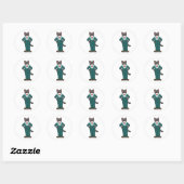 Sticker Rond Chat comme marié avec costume et ruban (Feuille)