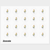 Sticker Rond Chat comme randonneur avec sac à dos (Feuille)