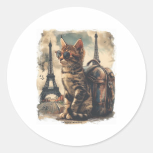 Sticker Rond Chat compagnon de voyage